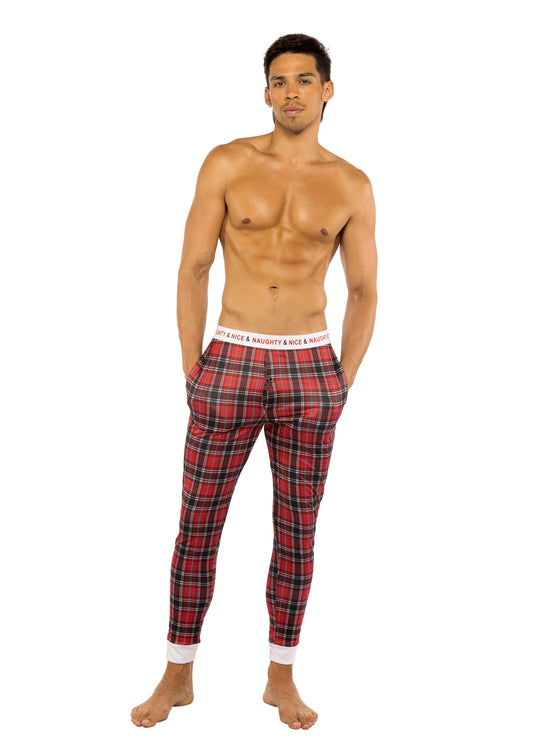 Roma Confidential Mens Naughty & Nice Sleep Pajama Pants Red Plaid