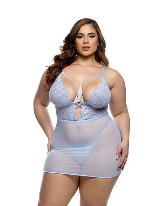 Roma Confidential Queen Paradise Bloom Chemise Baby Blue