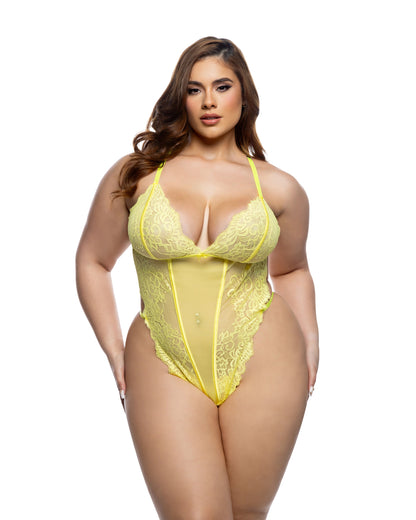 Roma Confidential Queen Kiss & Bloom Lace Teddy Yellow