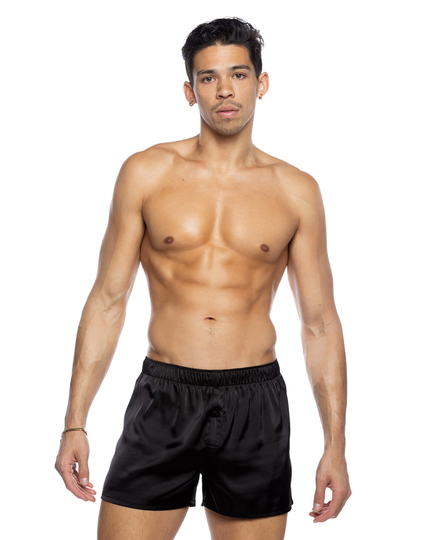 Roma Confidential Mens Champion Boxer Stretch Satin Black