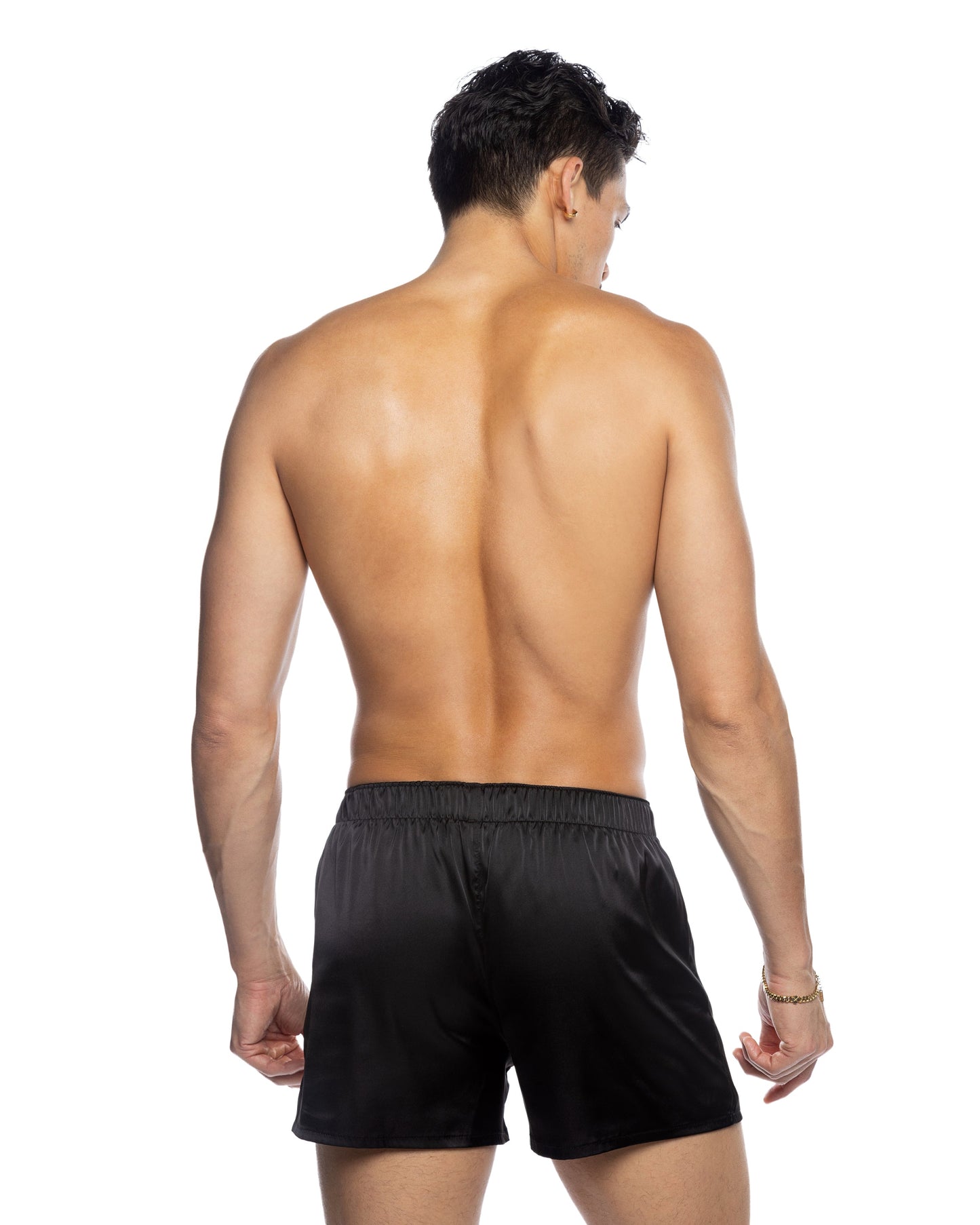 Roma Confidential Mens Champion Boxer Stretch Satin Black