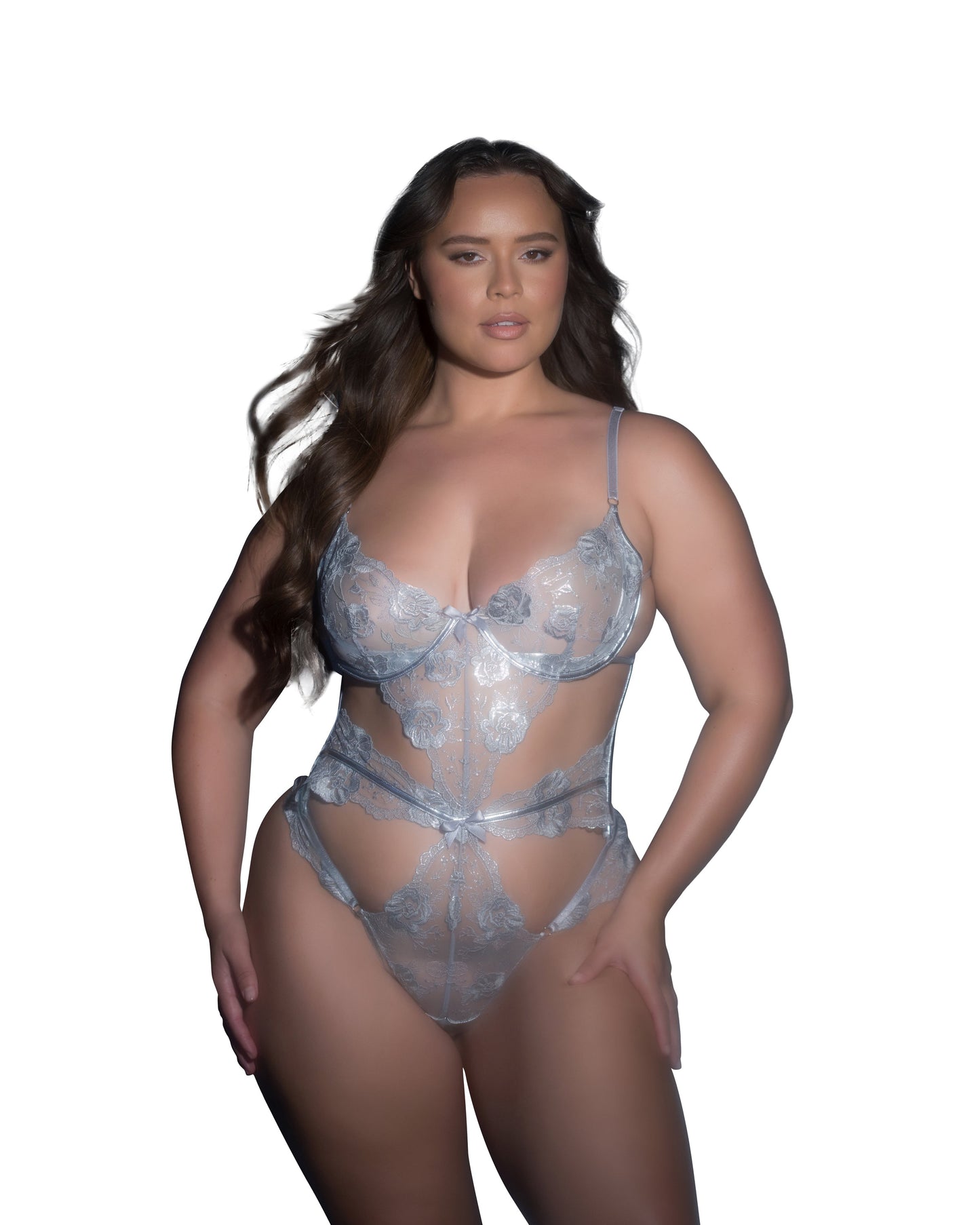 Roma Confidential Garden Of Eden Teddy Metallic Floral Lace Silver
