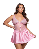 Roma Confidential Queen Plus Paradise Dream Chantilly Lace Chiffon Babydoll Pink