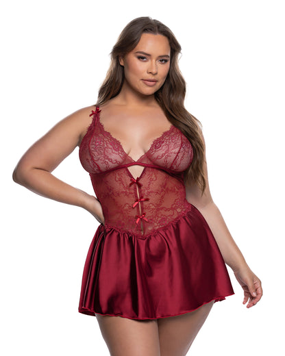 Roma Confidential Paradise Dream Babydoll Set Wine