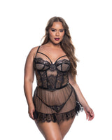Roma Confidential Eden Eyelash Lace Sheer Mesh Babydoll Set