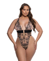 Roma Confidential Queen Plus Orchid Blossom Teddy Black Embroidered Tulle Nude/Black