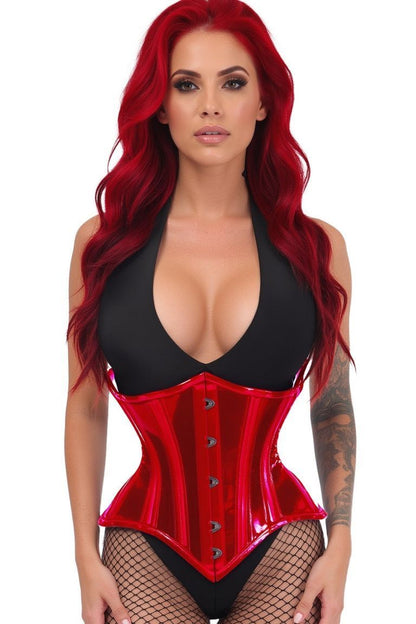 Daisy Lavish Red Clear Curvy Underbust Waist Cincher Corset