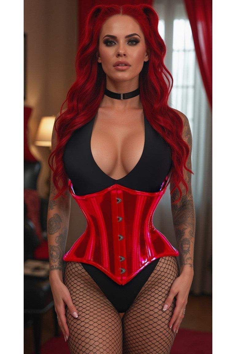 Daisy Lavish Red Clear Curvy Underbust Waist Cincher Corset