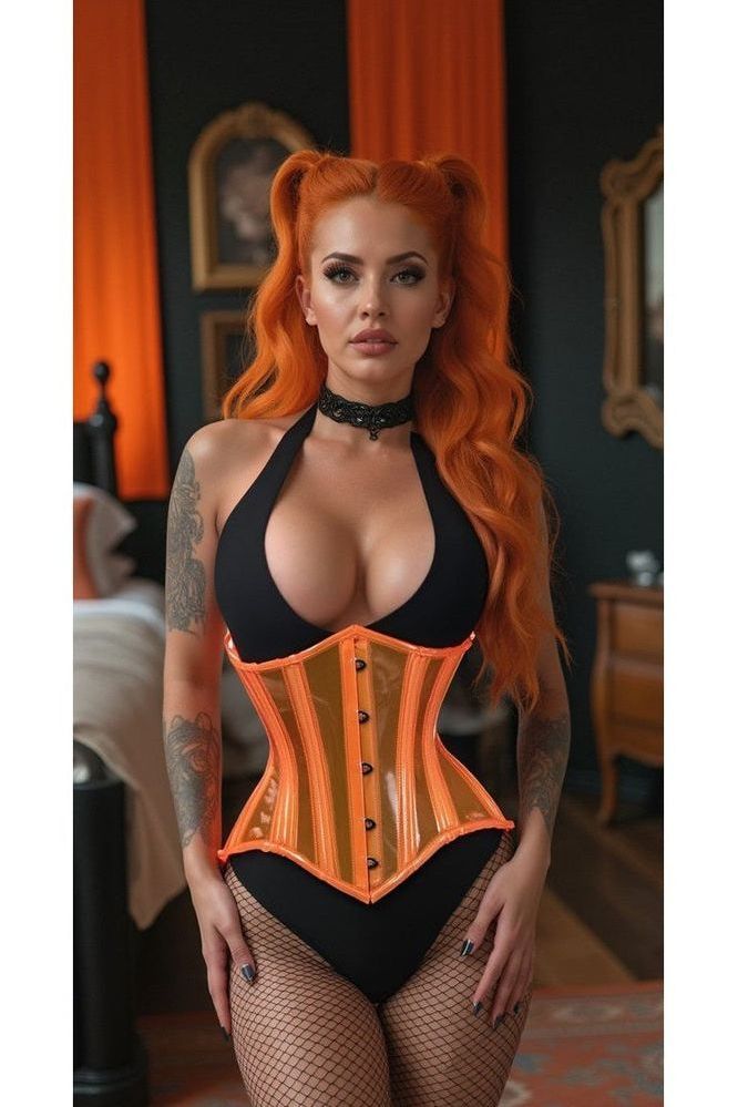 Daisy Corsets Lavish Orange Clear Curvy Underbust Waist Cincher Corset