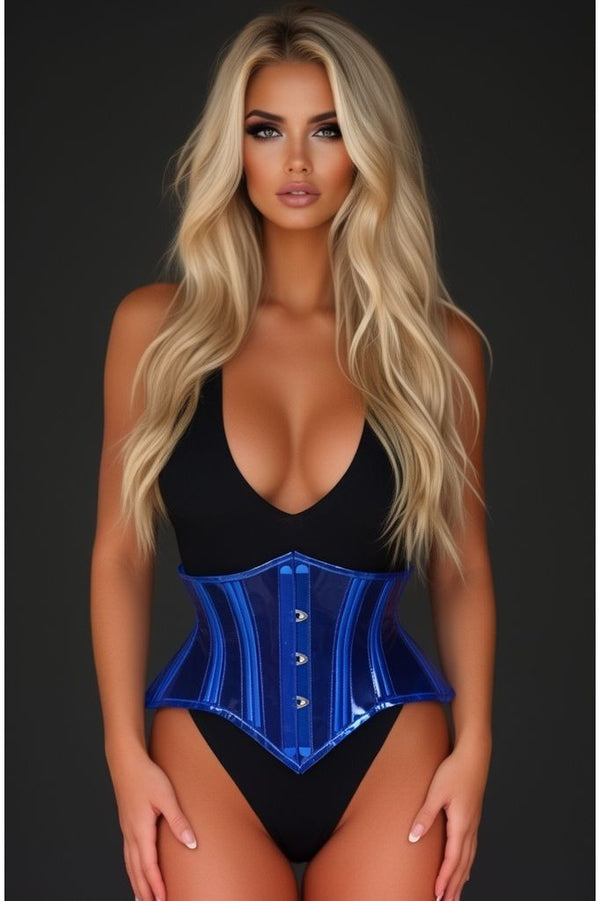 Daisy Corsets Lavish Clear Blue Curvy Cut Mini Cincher Corset