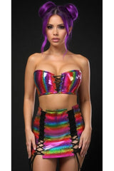 Daisy Corsets Lavish 2 PC Rainbow Glitter Bustier & Skirt Set