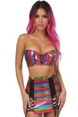 Daisy Corsets Lavish 2 PC Rainbow Glitter Bustier & Skirt Set