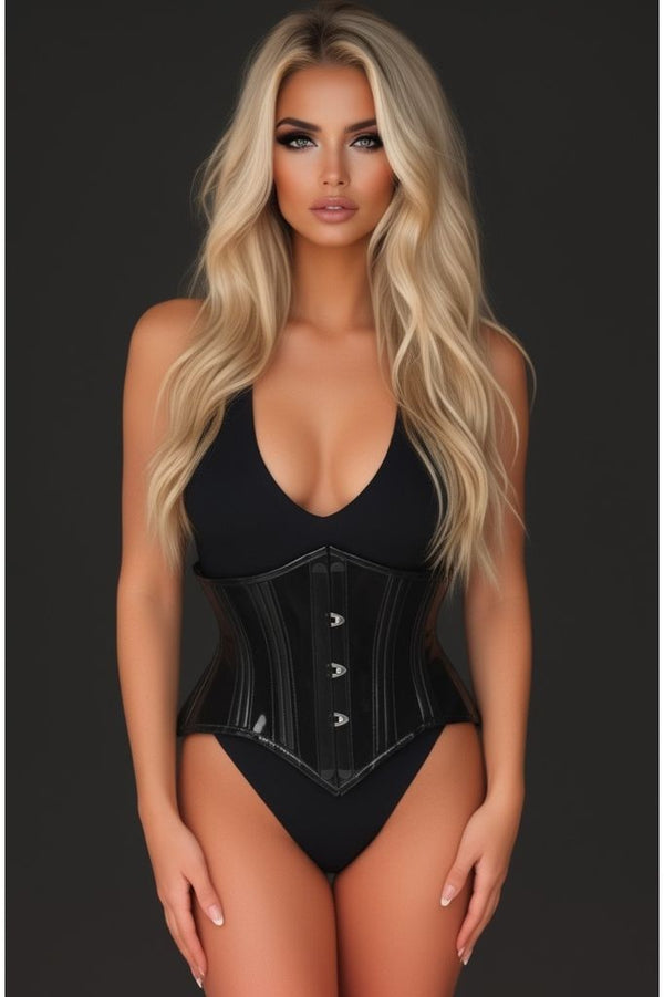 Daisy Corsets Lavish Clear Black Curvy Cut Mini Cincher Corset