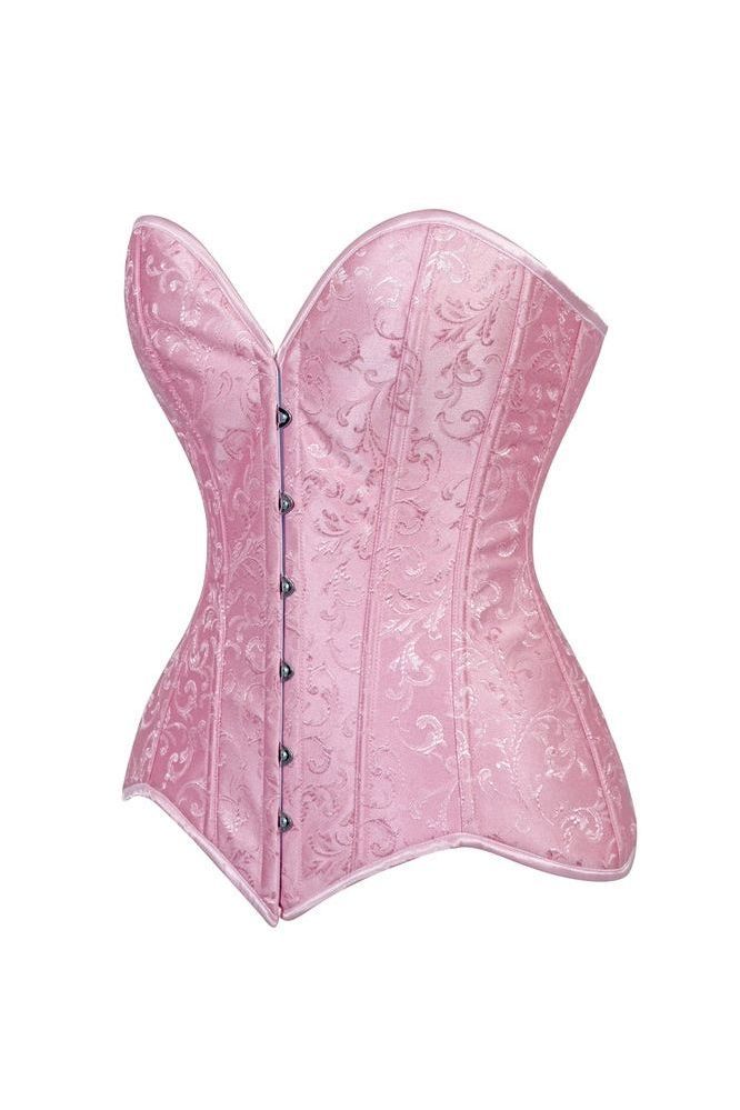 Daisy Corsets Lavish 2 PC Lt Pink Brocade Corset & Denim Skirt Set