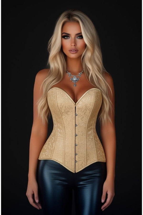 Daisy Corsets Lavish Gold Brocade Overbust Corset W/Busk Closure