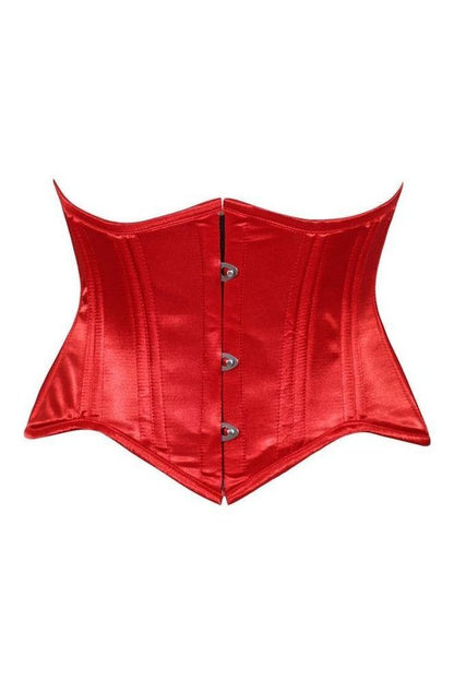 Daisy Corsets Lavish Red Satin Mini Cincher Underbust Corset Waist Cincher Busk Closure