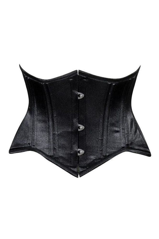 Daisy Corsets Lavish Black Satin Mini Cincher Underbust Corset Waist Cincher Busk Closure