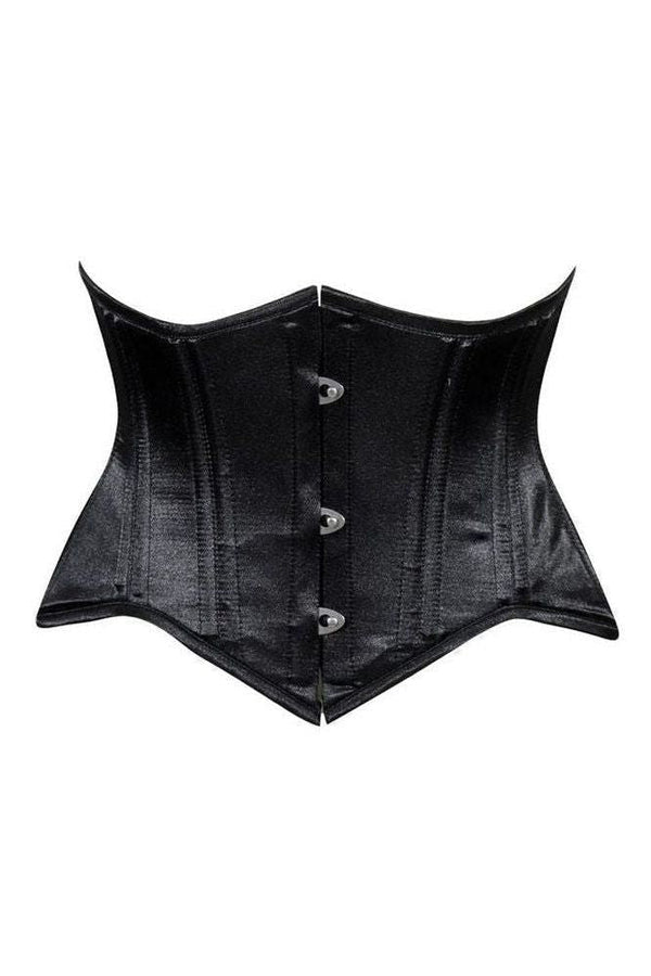 Daisy Corsets Lavish Black Satin Mini Cincher Underbust Corset Waist Cincher Busk Closure