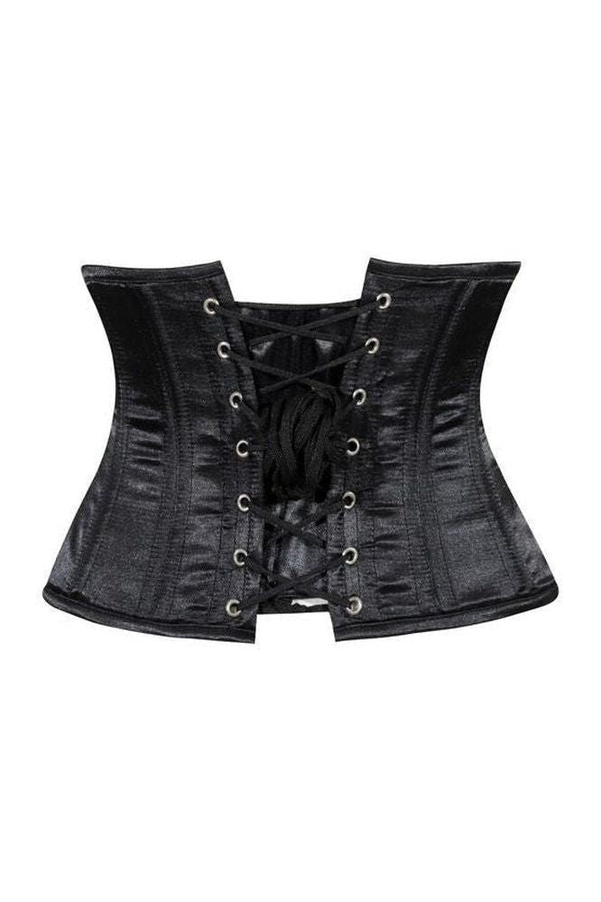 Daisy Corsets Lavish Black Satin Mini Cincher Underbust Corset Waist Cincher Busk Closure