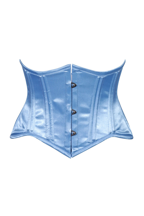Daisy Corsets Lavish Lt Blue Satin Mini Cincher Underbust Corset Waist Cincher Busk Closure