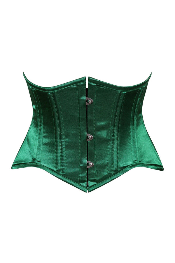 Daisy Corsets Lavish Dark Green Satin Mini Cincher Underbust Corset Waist Cincher Busk Closure