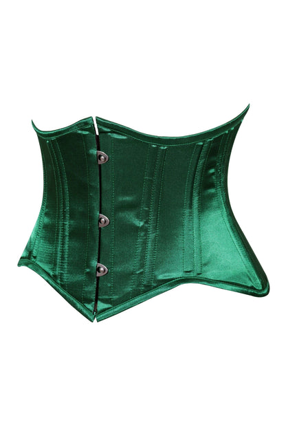 Daisy Corsets Lavish Dark Green Satin Mini Cincher Underbust Corset Waist Cincher Busk Closure