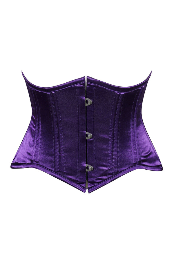 Daisy Corsets Lavish Dark Purple Satin Mini Cincher Underbust Corset Waist Cincher Busk Closure