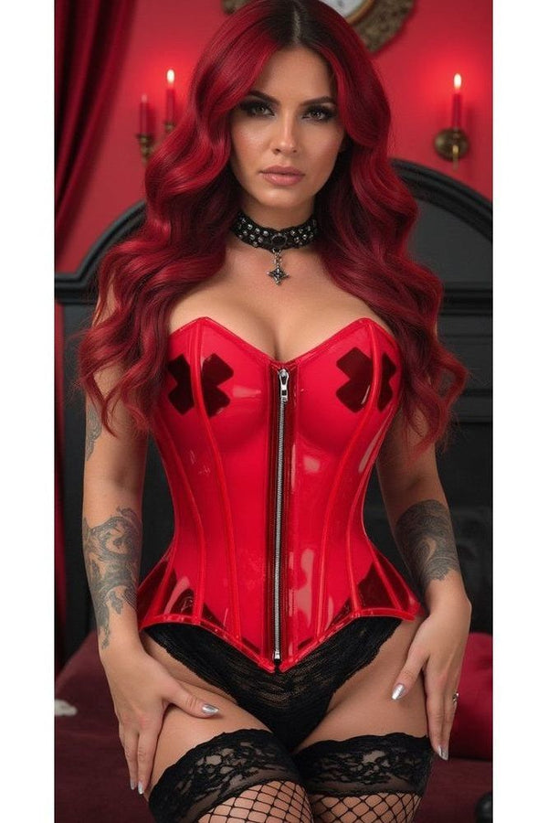 Daisy Lavish Clear Red Overbust Corset