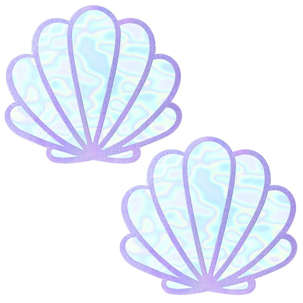 Neva Nude Shimmer Holographic Queen Status Plus Size Mermaid Shell Pasties - Opal