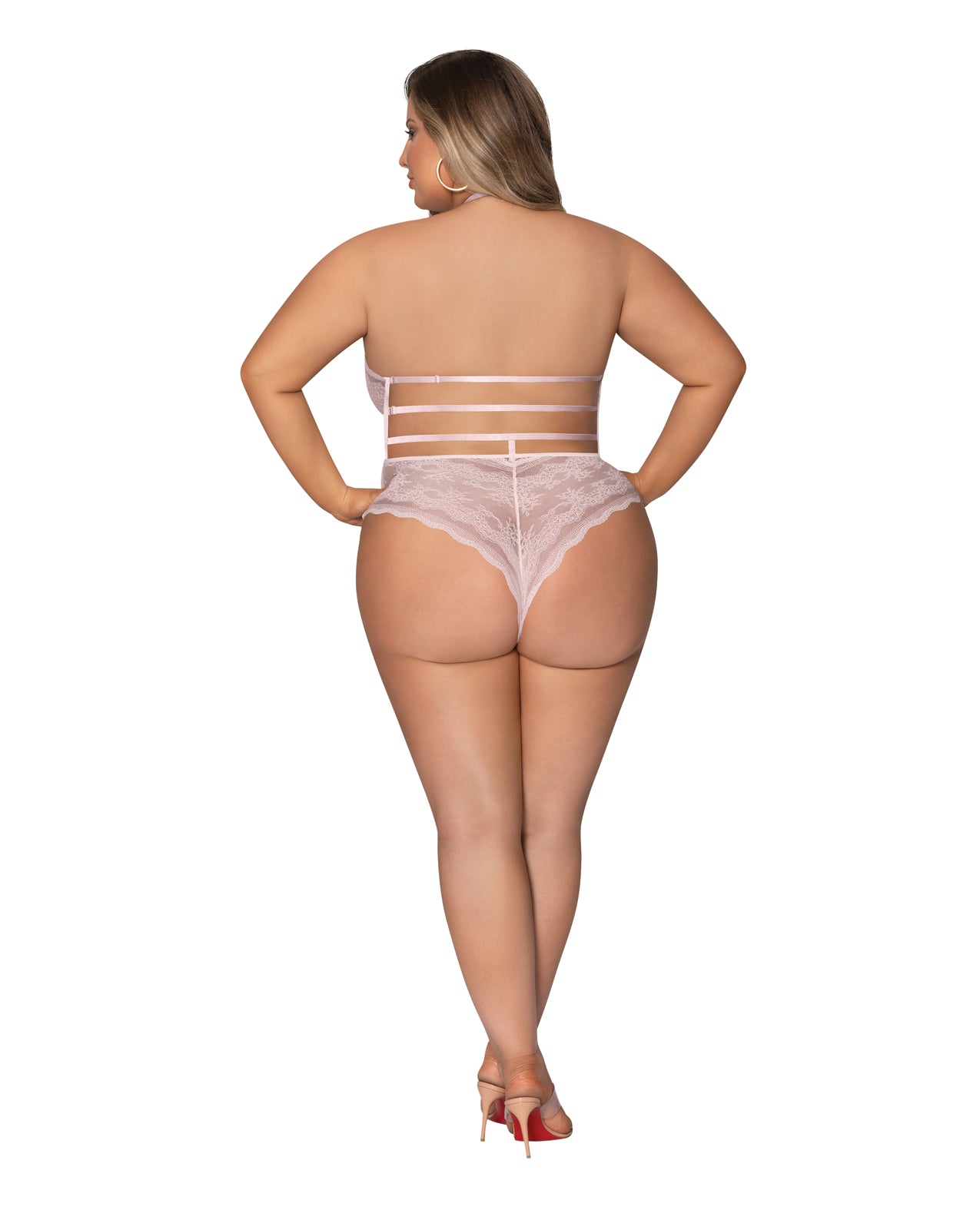 Magic Silk Seabreeze Strappy Back Teddy with Snap Crotch Blush