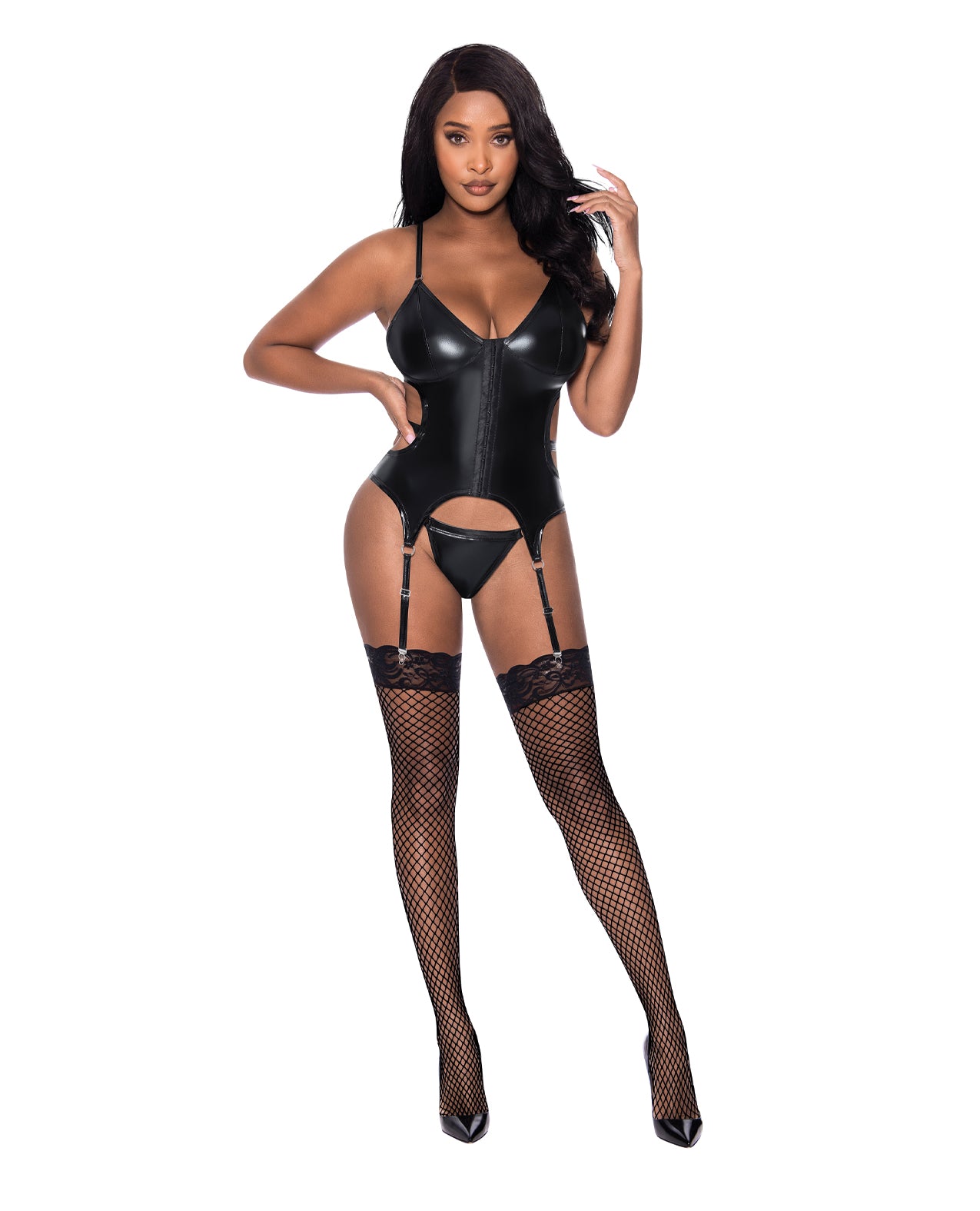 Magic Silk Exposed Club Candy Basque Merrywidow & Cheeky Panty Black