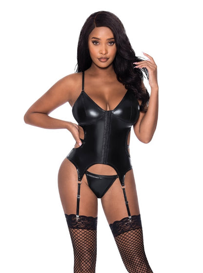 Magic Silk Exposed Club Candy Basque Merrywidow & Cheeky Panty Black