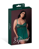 Magic Silk Queen Evermore Babydoll w/ Cheeky Panty 2 pc Set Emerald
