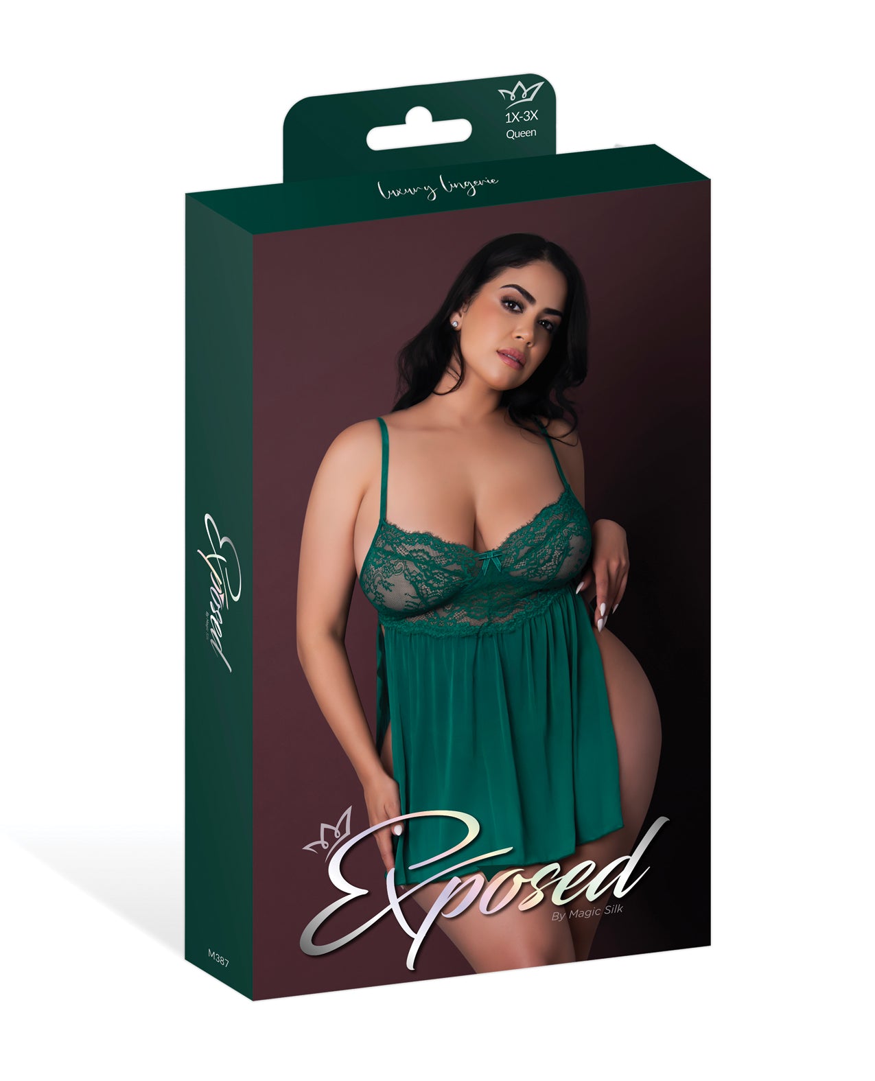 Magic Silk Queen Evermore Babydoll w/ Cheeky Panty 2 pc Set Emerald