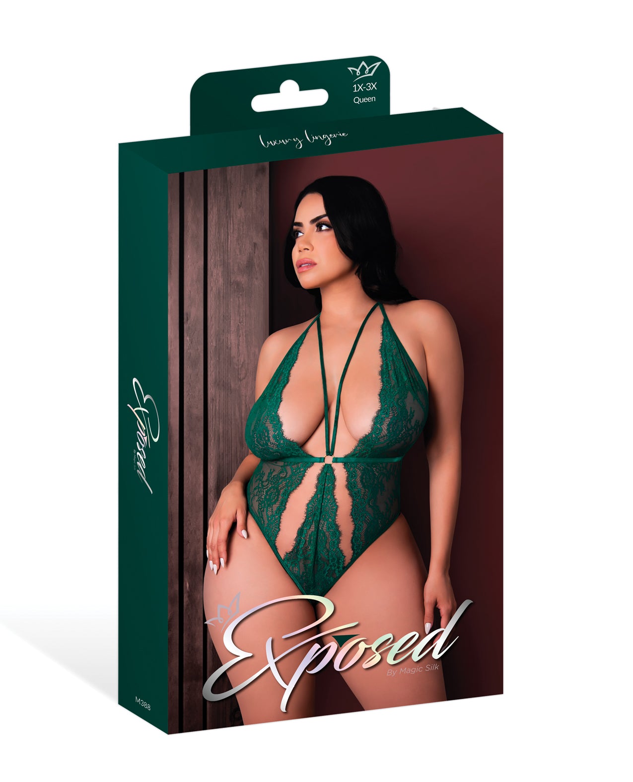 Magic Silk Queen Evermore Lace Plunge Teddy Emerald