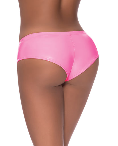 Magic Silk Exposed Club Candy Low Rise Split Crotch Boy Short Panty Pink