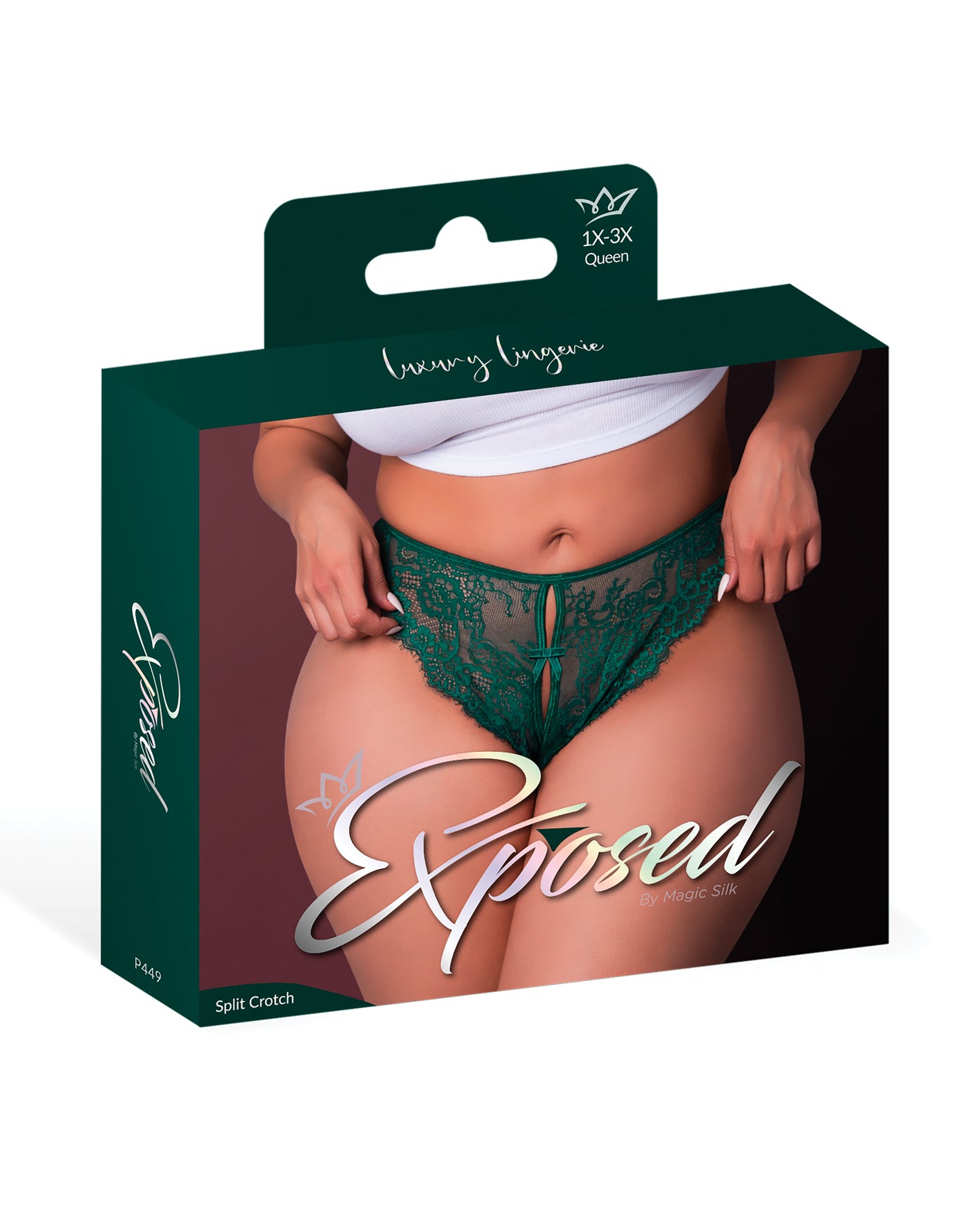 Magic Silk Queen Evermore Split Crotch Panty - Emerald