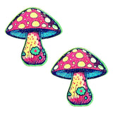 Neva Nude Glitter Shroom Pasties - Red Multi
