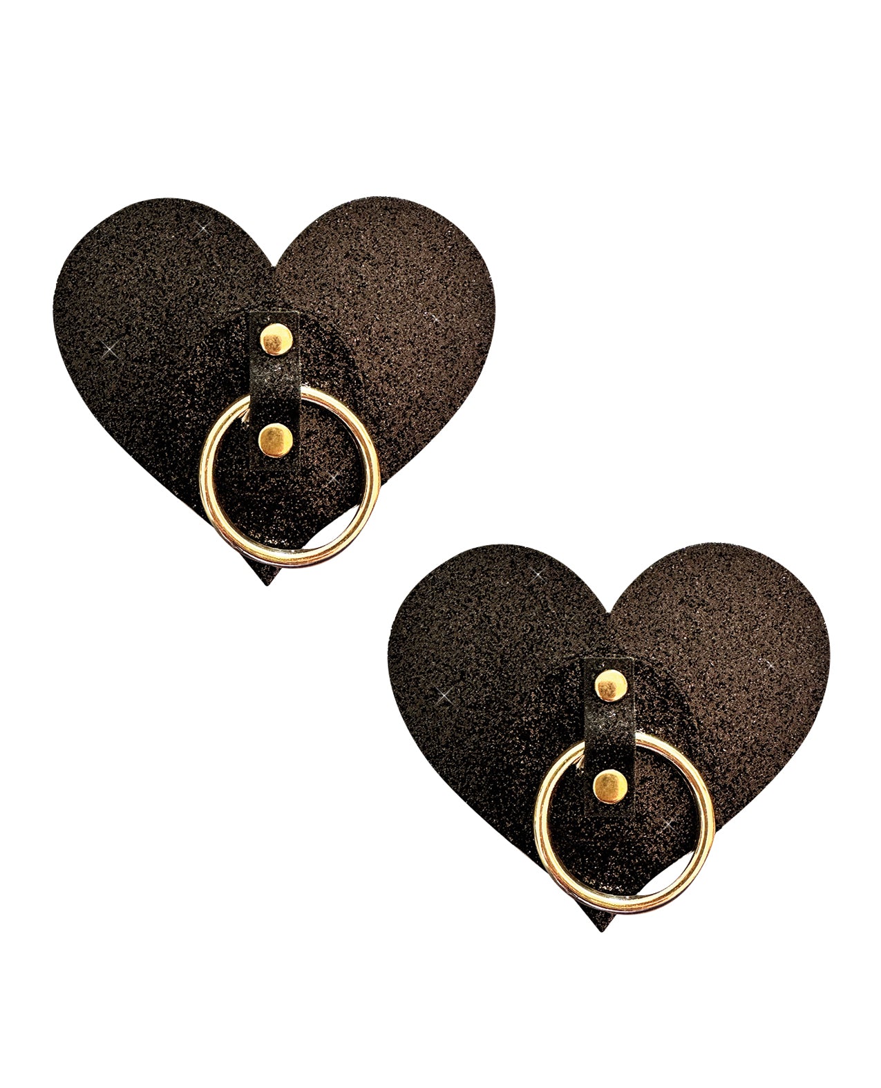 Neva Nude After Midnight Glitter Hoop Heart Pasties Nipple Covers Black