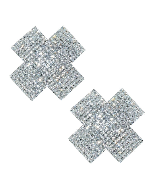 Neva Nude Cross Crystal Jewel Reusable Silicone Nipple Pasties Clear