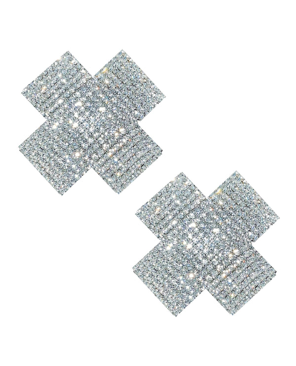Neva Nude Cross Crystal Jewel Reusable Silicone Nipple Pasties Clear