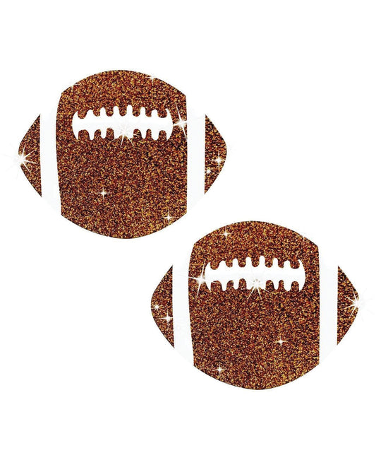 Neva Nude Football Glitter Pasties Nipple Covers Brown