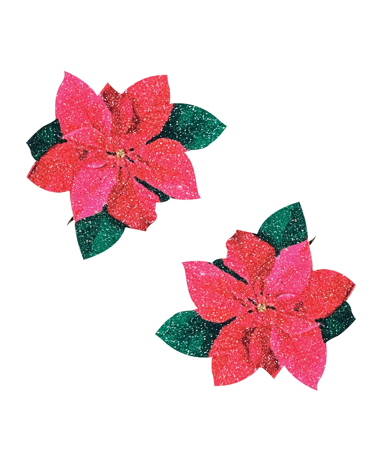 Neva Nude Holiday Poinsettia Glitter Flower Pasties Red/Green