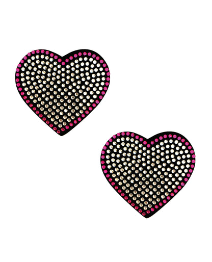 Neva Nude Burlesque Heart N' Soul Crystal Heart Pasties Pink/Clear