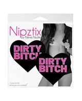 Neva Nude Dirty Bitch Heart Pasties - Black/Pink