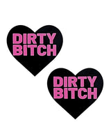 Neva Nude Dirty Bitch Heart Pasties - Black/Pink