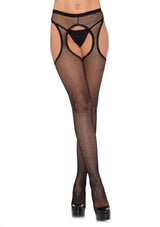 Leg Avenue Fishnet Suspender Hose With Scalloped Trim