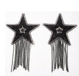 Neva Nude Jewel Crystal Tassel Star Reusable Silicone Pasties - Black