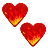 Neva Nude Glitter Flaming Heart Pasties - Red/Orange