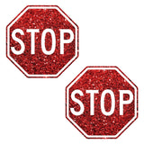Neva Nude Stop Sign Glitter Pasties - Red